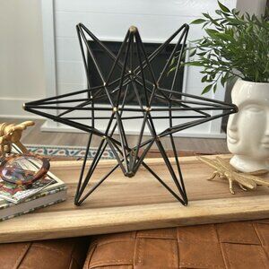 Metal Geometric art star sculpture with gold accents